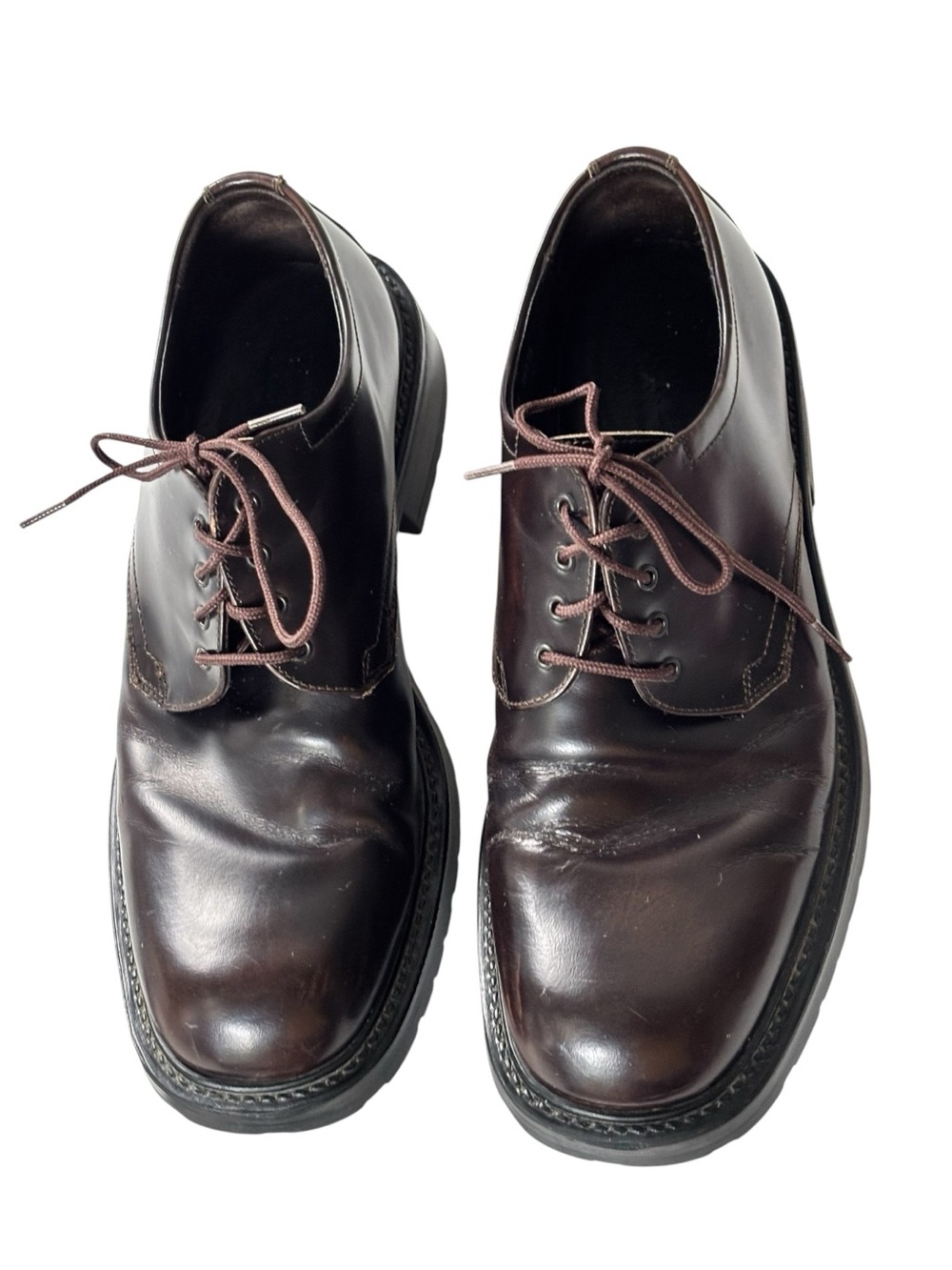 J. Crew brown leather 4 eyelet handcrafted in Italy derby lug-sole shoe | 10 M